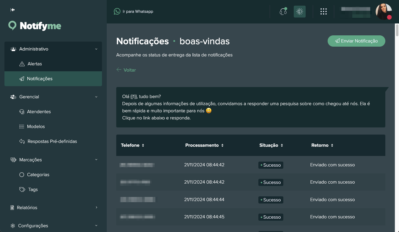Dashboard Notificações Imagem 1