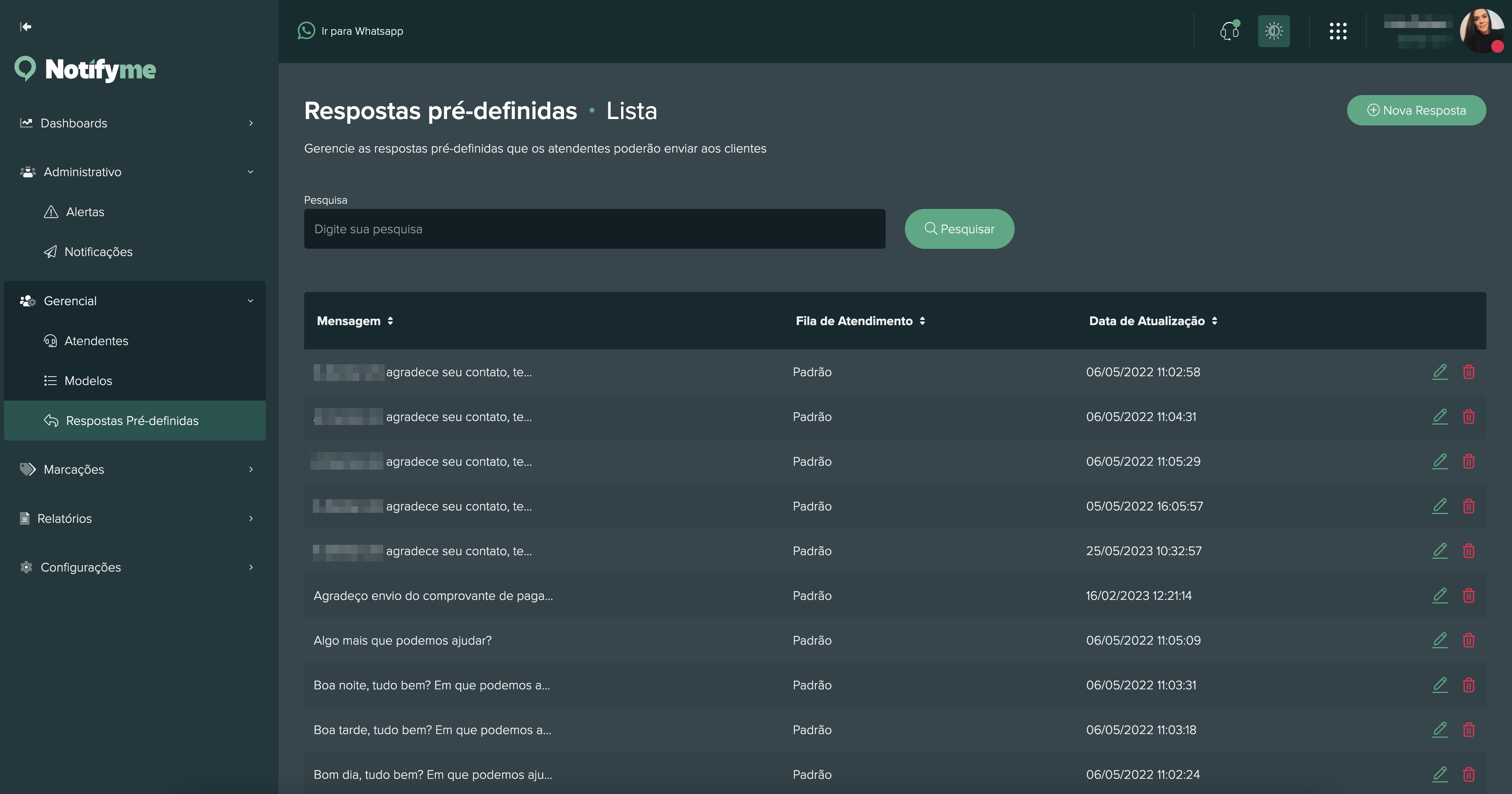 Respostas Pré-Definida