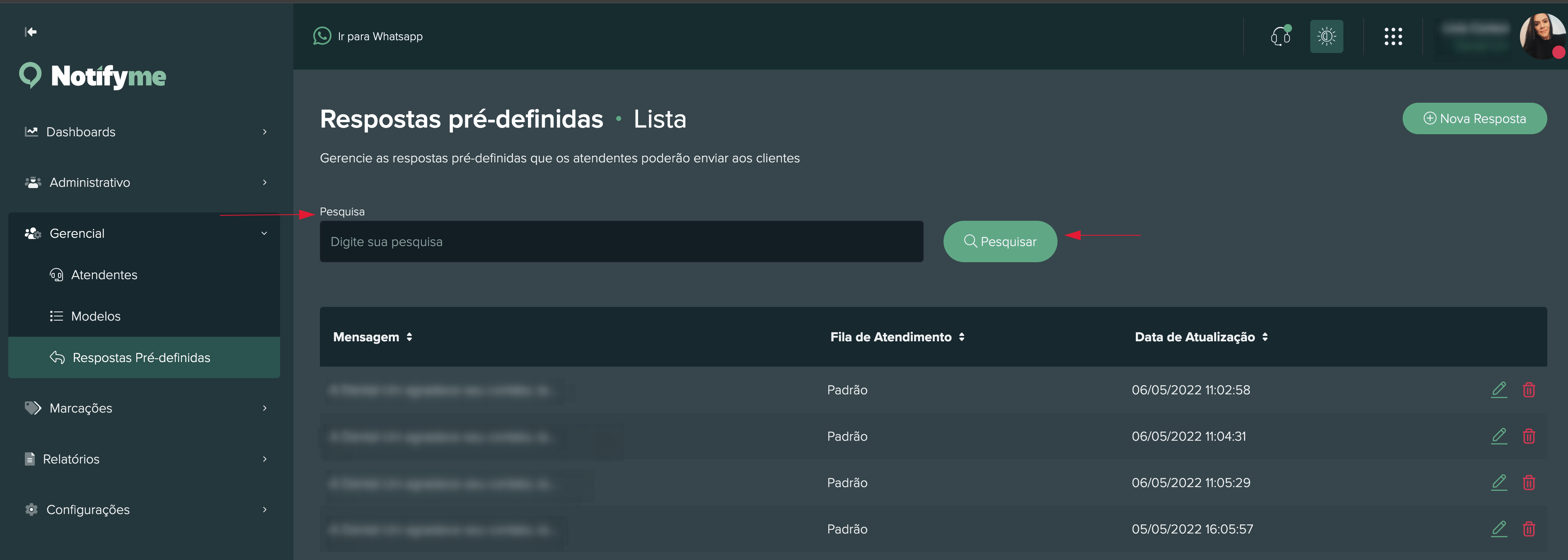 Respostas Pré-Definida