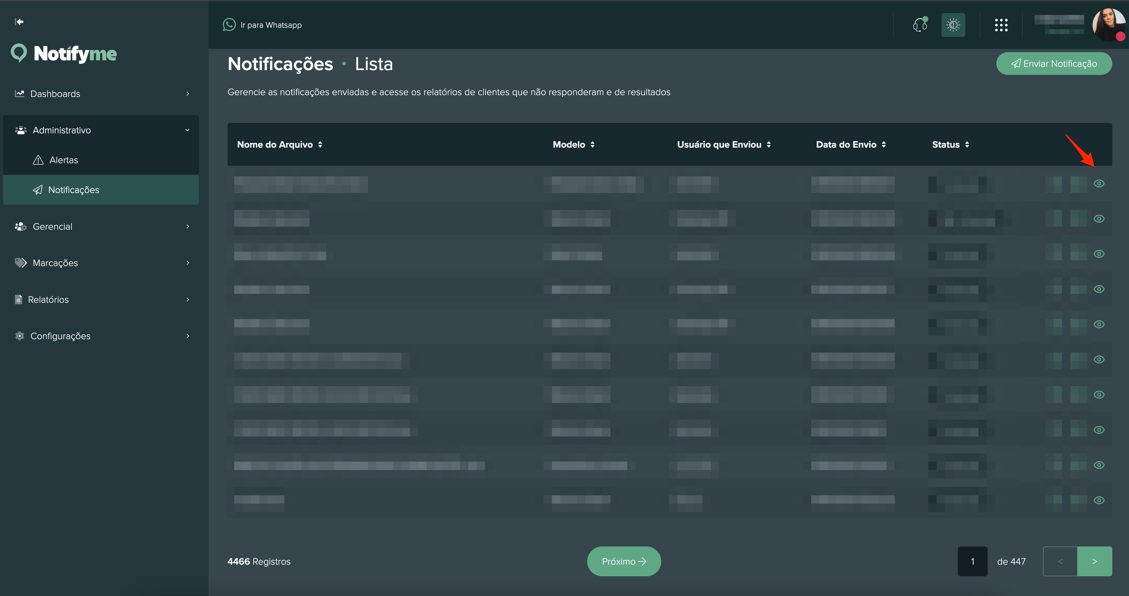 Dashboard Notificações Imagem 1