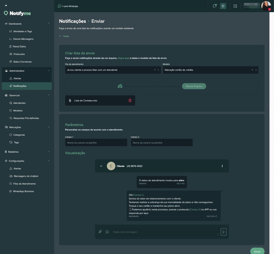 Dashboard Notificações Imagem 1