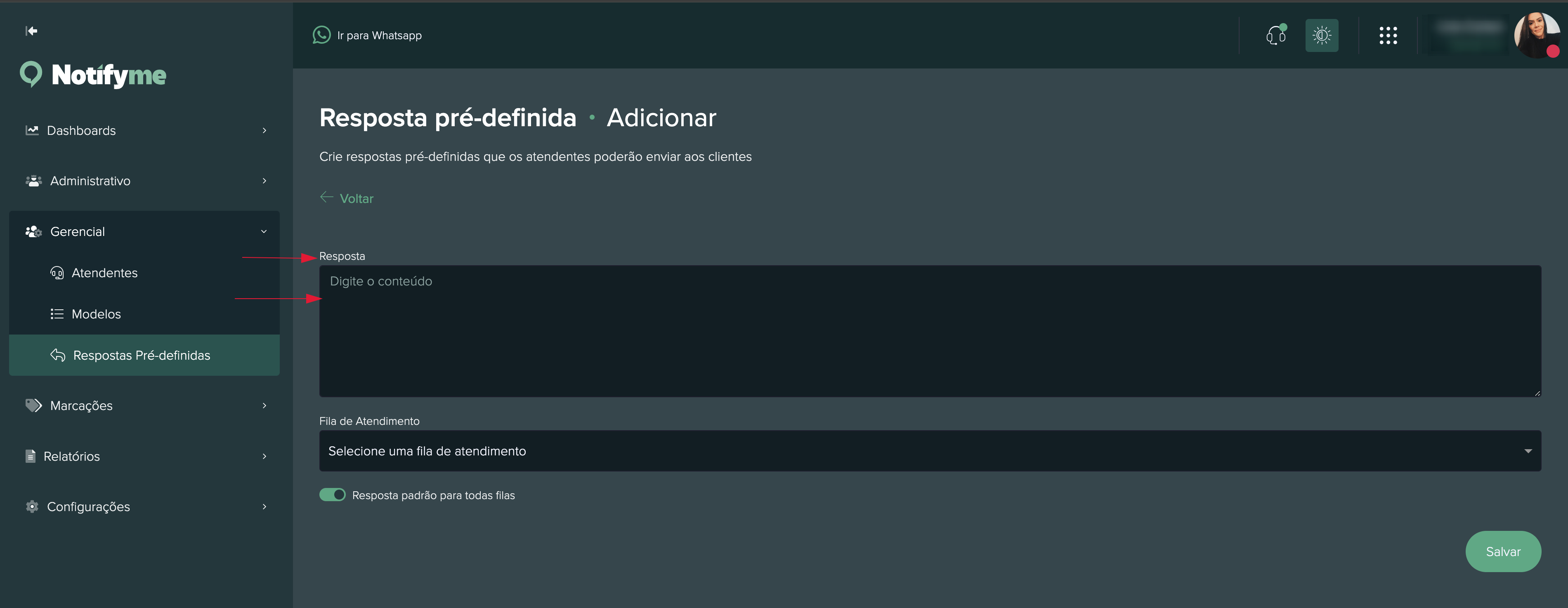 Respostas Pré-Definida