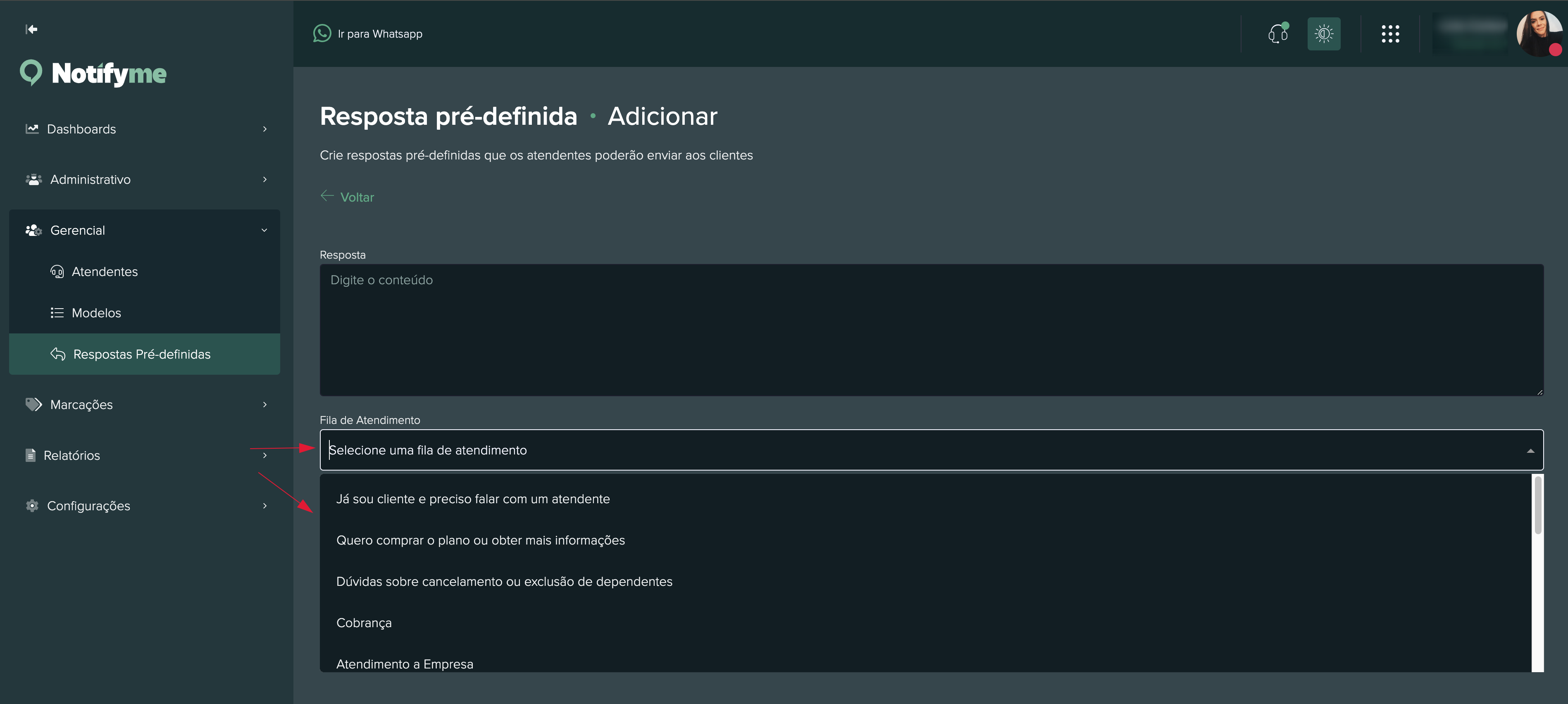 Respostas Pré-Definida